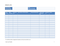 Issue Log Template In Word And Pdf Formats