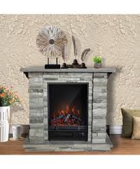 Electric Fireplace With Gray Stone