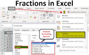 fractions in excel uses exles