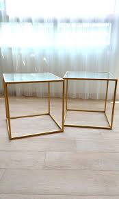 Gold Frame Bedside Tables With Glass
