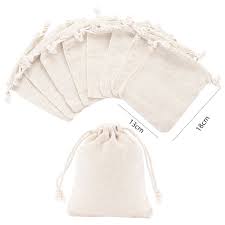 12pcs small cotton drawstring bags