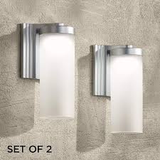 Set Of 2 Cleo 10 1 2 High Silver Led Outdoor Wall Lights 1n888 Lamps Plus