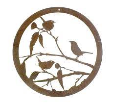 Wrens Small Round Metal Wall Art