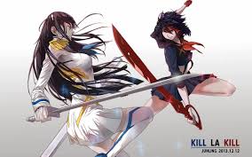two women, women with swords, long hair, Kill la Kill, Kiryuin Satsuki,  Matoi Ryuuko, sword, weapon, anime, anime girls, 2013 (Year), fighting |  1680x1050 Wallpaper - wallhaven.cc