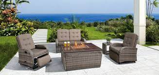 outdoor recliner sofa with fire pit
