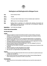 Job Description And Person Specification Notts Refugee Forum