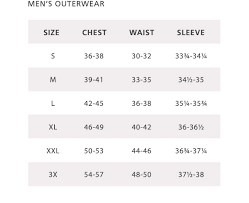Mens Outerwear Size Chart Pendleton