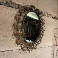 Antique Oval Wall Mirror Fleur De Lis
