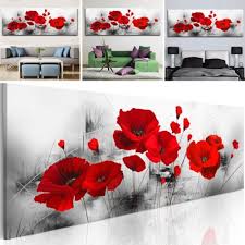 Red Poppy Flower On Canvas Wall Art