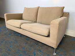seat sofa in neutral basketweave fabric