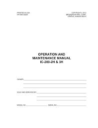 Operation And Maintenance Manual Ic 200 2h 3h Manualzz Com