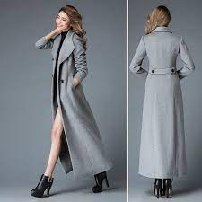 Buy Long Wool Coat Women Gray Wool