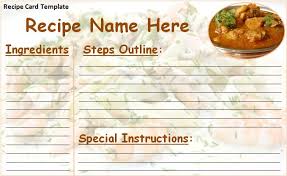Recipe Card Template Free Printable Word Templates