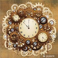 Wall Mural Steampunk Style Clocks And
