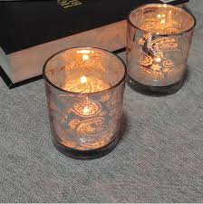 glass candle holder jar with printing