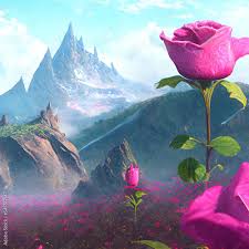 beautiful pink rose flowers fantasy