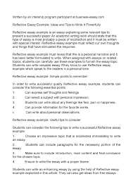 national personal reflective essay examples higher english example 