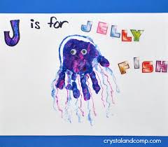 hand print art j is for jellyfish