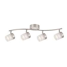 Hampton Bay 4 Light Brushed Nickel Halogen Fixed Track Lighting Kit With Wave Bar Frosted Glass 17205s4 Sn The Home Depot