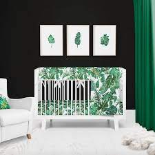 Tropical Crib Bedding Set Green Leaf