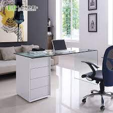 Sydney office desk in high gloss white and chrome frame. China Latest Glass Office Desk Table Designs With High Gloss White Painting Mdf Drawer China Office Desk Glass Table
