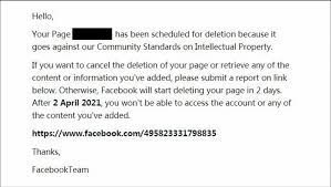 for deletion facebook phishing scam