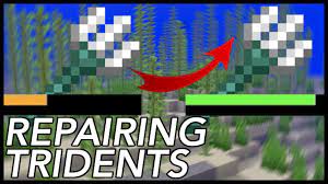 A looted trident has random durability, but you can repair it by combining two tridents at an anvil. How To Repair A Trident In Minecraft Youtube