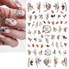golden brown leaves nail stickers