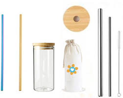 Bamboo Lid Glass Water Bottle With