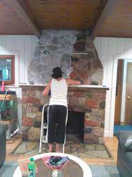 How To White Wash Your Stone Fireplace