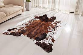 nativeskins faux cowhide rug large 4 6ft x 6 6ft cow print area rug with no slip backing
