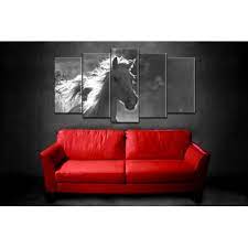 white canvas wall art galloping horse