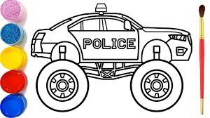 Vẽ và tô màu xe cảnh sát Bé Học /Tô Màu Glitter /Police car Coloring Pages  For Kids - YouTube