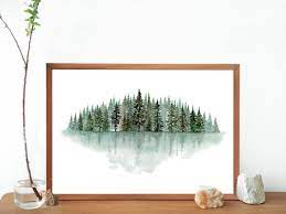 Green Pine Trees Original Watercolor