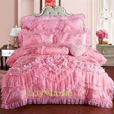 pink lace princess wedding bedding
