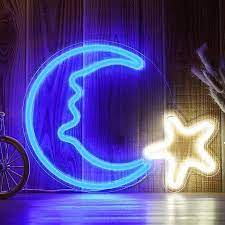 Led Moon Star Shaped Neon Signs Decor