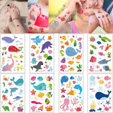 People who enter the sea find it mysterious and magical. Sea Animal Tattoo Fake Cute Anime Kids Girl Boy Hand Arm Body Temporary Tattoo Sticker Small Ocean Whale Dolphin Fish Design New Temporary Tattoos Aliexpress