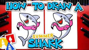 how to draw funny summer shark you