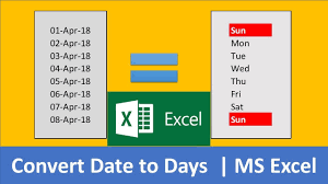 convert date to days in excel simple