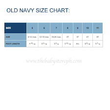 Old Navy Shoe Size Chart Www Bedowntowndaytona Com