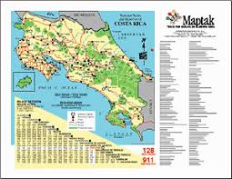 costa rica highway and travel map