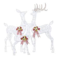 39 outdoor christmas decorating ideas, from understated to extravagant. Home Accents Holiday 3 Piece Fantasleigh Outdoor Christmas Deer Family With Led Cool White Lights Ty594 2014 The Home Depot