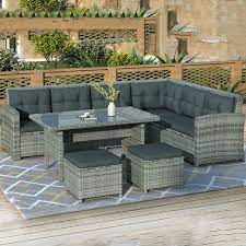 Then you can easily check out the products at walmart. Patio Sectional Sofa Set 6 Piece Outdoor Patio Furniture Set Patio Set With 3 Loveseats 2 Ottomans Dinner Table Patio Conversation Set For Backyard Lawn Pool Garden Gray W12014 Walmart Com Walmart Com