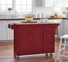 red kitchen cart with thatcher