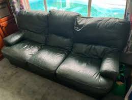 free used green leather couch set 3