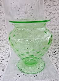 Vintage Green Vaseline Depression Glass