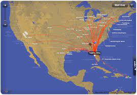 southwest airlines route map from ta