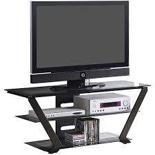 bowery hill 50 glass top tv stand in