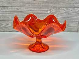 Viking Glass Bowl Persimmon Six Petal