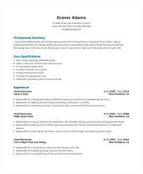 Bartender Resume Format Head Bartender Resume Best Bartender Resume